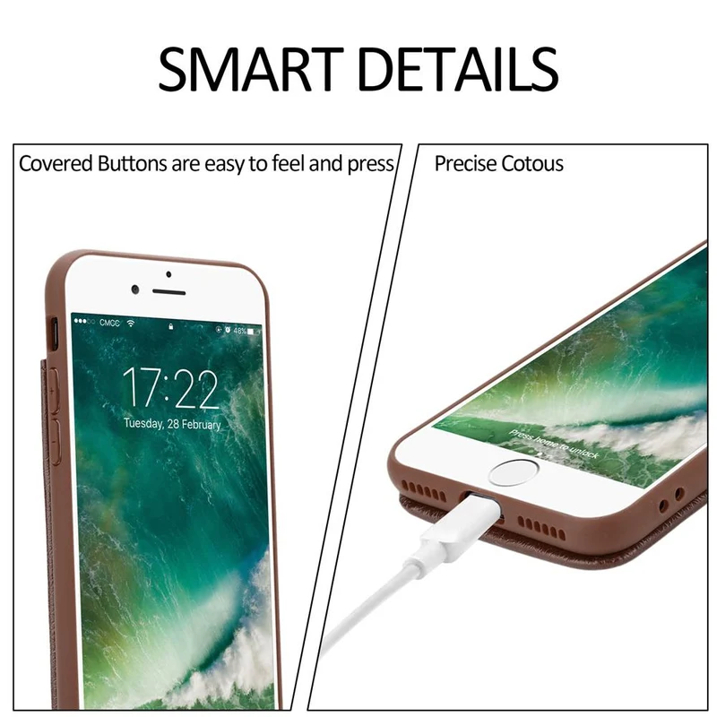 Cadorabo Hülle kompatibel mit Apple iPhone 7 / 7S / 8 / SE 2020 Schutzhülle aus TPU Silikon und Kunstlederüberzug, mit Fach und herausziehbaren Karten-Steckplätzen