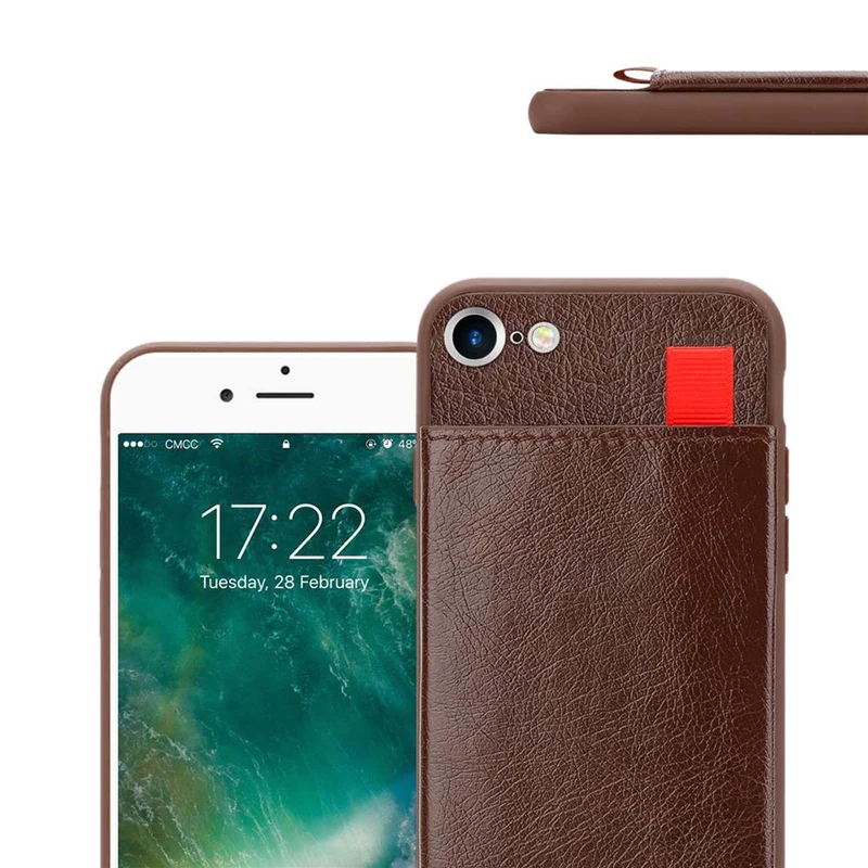 Cadorabo Hülle kompatibel mit Apple iPhone 7 / 7S / 8 / SE 2020 Schutzhülle aus TPU Silikon und Kunstlederüberzug, mit Fach und herausziehbaren Karten-Steckplätzen
