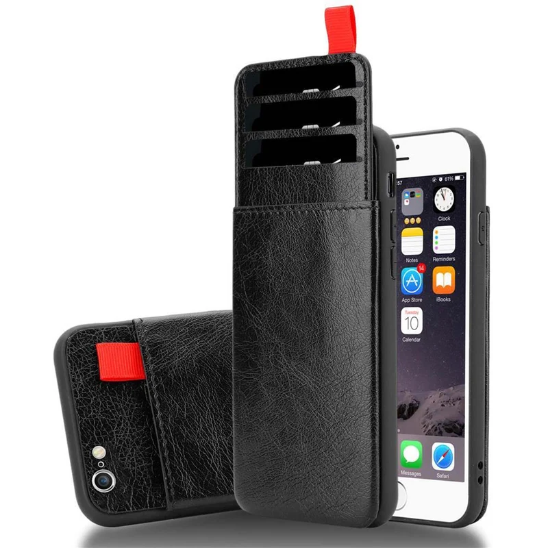 Cadorabo Hülle kompatibel mit Apple iPhone 6 PLUS / 6S PLUS Schutzhülle aus TPU Silikon und Kunstlederüberzug, mit Fach und herausziehbaren Karten-Steckplätzen