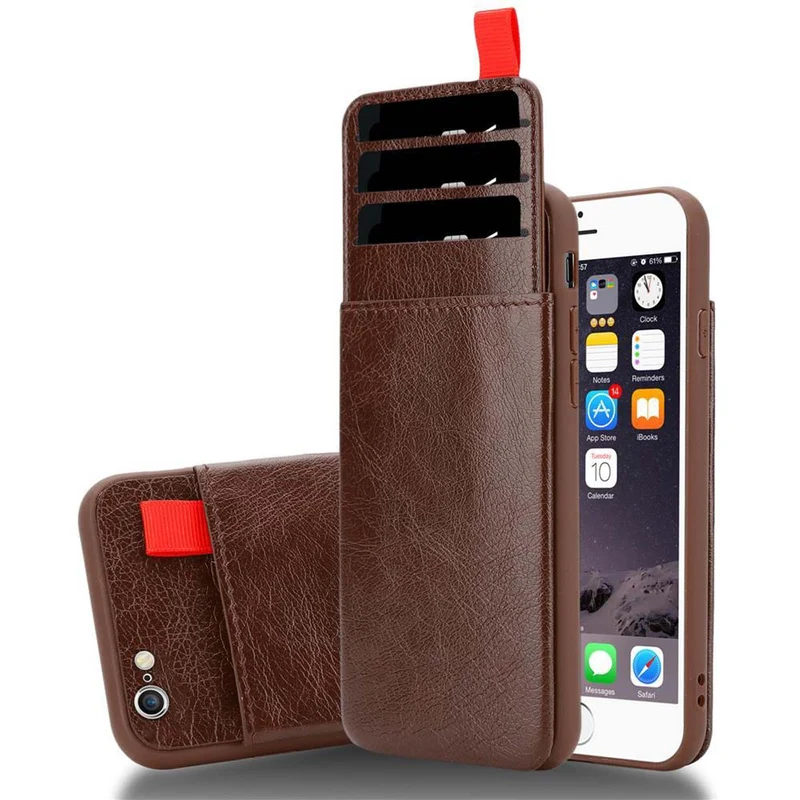 Cadorabo Hülle kompatibel mit Apple iPhone 6 PLUS / 6S PLUS Schutzhülle aus TPU Silikon und Kunstlederüberzug, mit Fach und herausziehbaren Karten-Steckplätzen