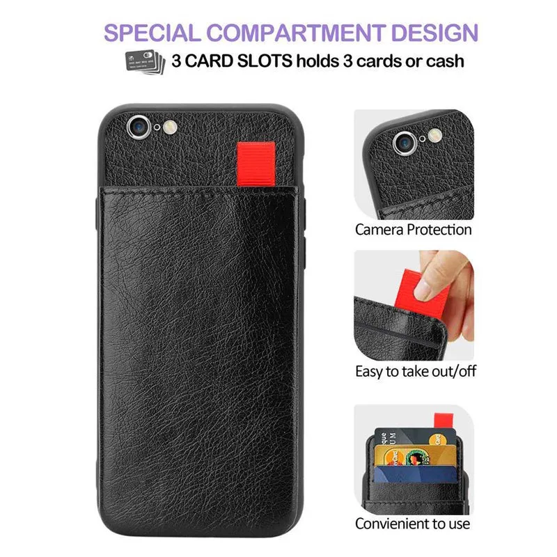 Cadorabo Hülle kompatibel mit Apple iPhone 6 PLUS / 6S PLUS Schutzhülle aus TPU Silikon und Kunstlederüberzug, mit Fach und herausziehbaren Karten-Steckplätzen