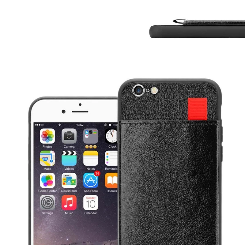Cadorabo Hülle kompatibel mit Apple iPhone 6 PLUS / 6S PLUS Schutzhülle aus TPU Silikon und Kunstlederüberzug, mit Fach und herausziehbaren Karten-Steckplätzen