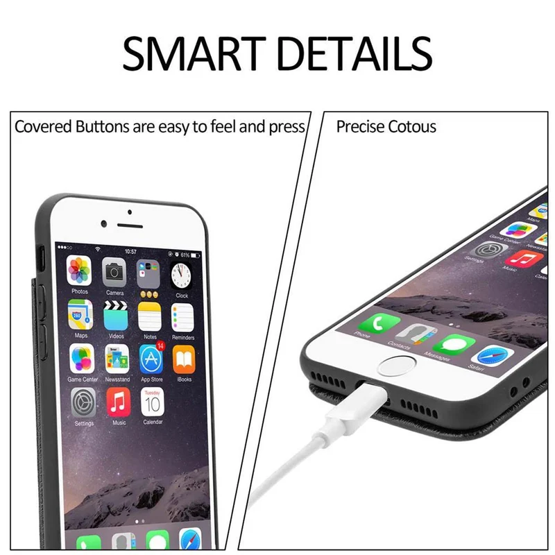 Cadorabo Hülle kompatibel mit Apple iPhone 6 PLUS / 6S PLUS Schutzhülle aus TPU Silikon und Kunstlederüberzug, mit Fach und herausziehbaren Karten-Steckplätzen