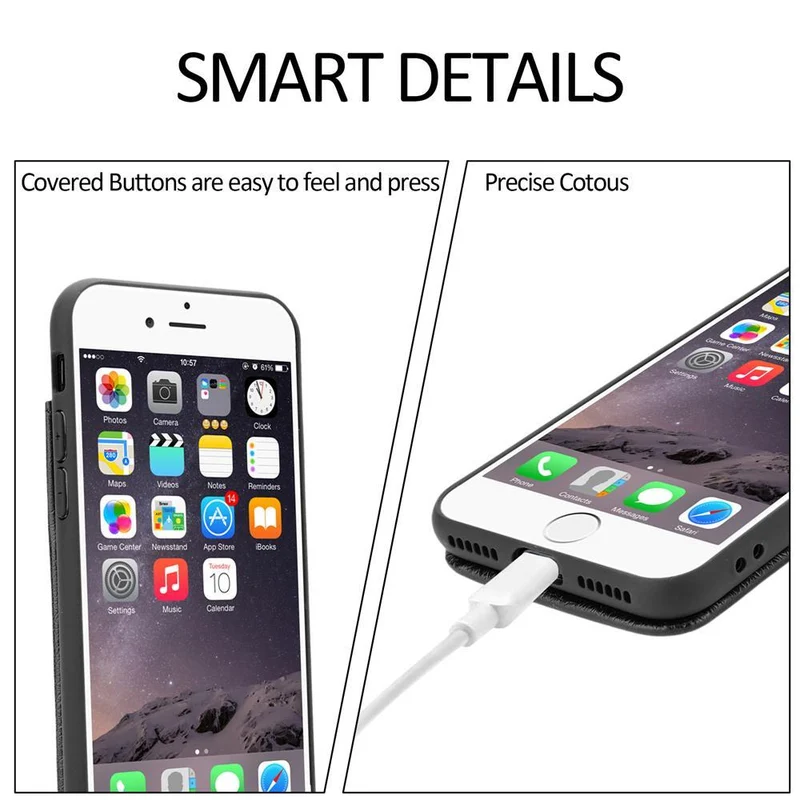 Cadorabo Hülle kompatibel mit Apple iPhone 6 PLUS / 6S PLUS Schutzhülle aus TPU Silikon und Kunstlederüberzug, mit Fach und herausziehbaren Karten-Steckplätzen