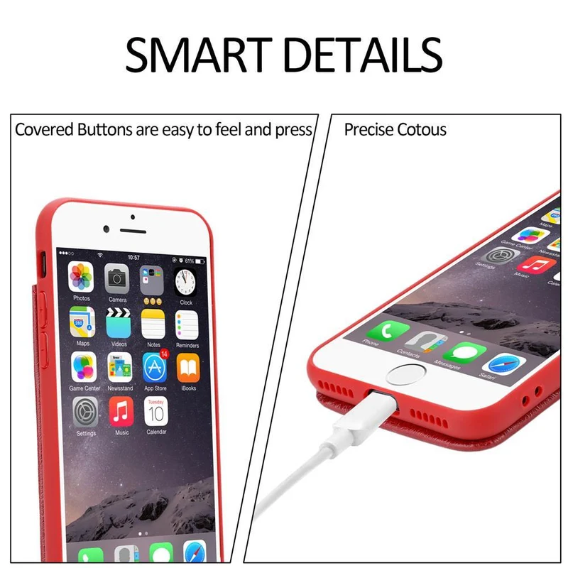 Cadorabo Hülle kompatibel mit Apple iPhone 6 PLUS / 6S PLUS Schutzhülle aus TPU Silikon und Kunstlederüberzug, mit Fach und herausziehbaren Karten-Steckplätzen