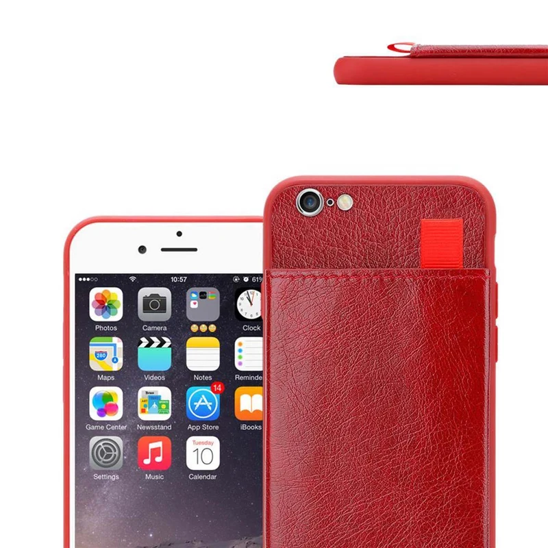 Cadorabo Hülle kompatibel mit Apple iPhone 6 PLUS / 6S PLUS Schutzhülle aus TPU Silikon und Kunstlederüberzug, mit Fach und herausziehbaren Karten-Steckplätzen