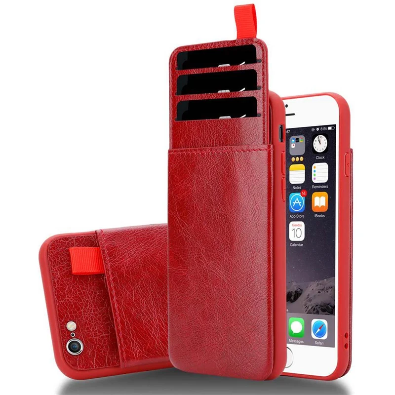 Cadorabo Hülle kompatibel mit Apple iPhone 6 / 6S Schutzhülle aus TPU Silikon und Kunstlederüberzug, mit Fach und herausziehbaren Karten-Steckplätzen