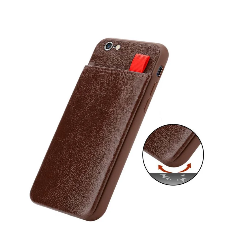 Cadorabo Hülle kompatibel mit Apple iPhone 6 / 6S Schutzhülle aus TPU Silikon und Kunstlederüberzug, mit Fach und herausziehbaren Karten-Steckplätzen