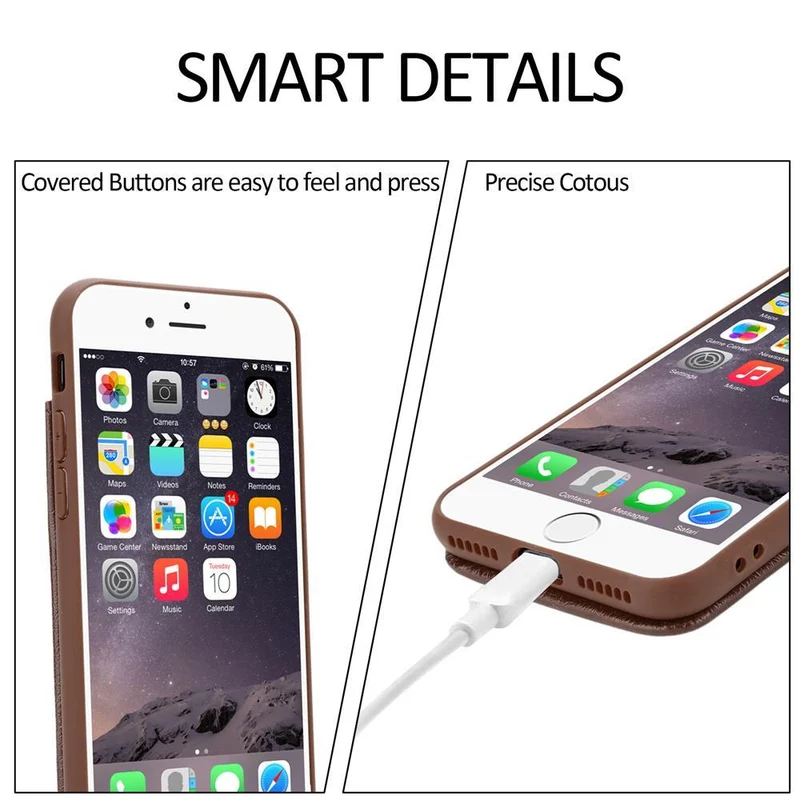 Cadorabo Hülle kompatibel mit Apple iPhone 6 / 6S Schutzhülle aus TPU Silikon und Kunstlederüberzug, mit Fach und herausziehbaren Karten-Steckplätzen