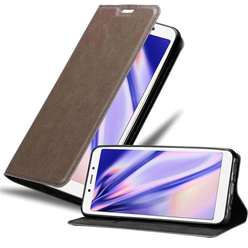Cadorabo Hülle kompatibel mit Xiaomi RedMi 6A Schutzhülle mit Magnetverschluss, Standfunktion und Kartenfach