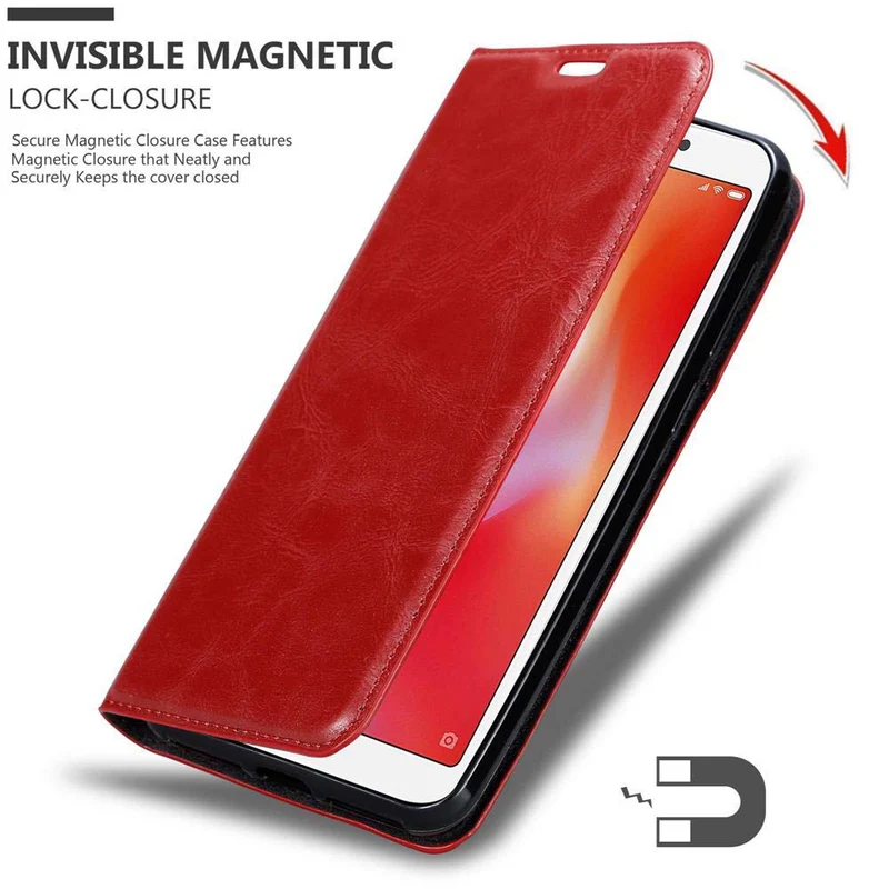 Cadorabo Hülle kompatibel mit Xiaomi RedMi 6 Schutzhülle mit Magnetverschluss, Standfunktion und Kartenfach