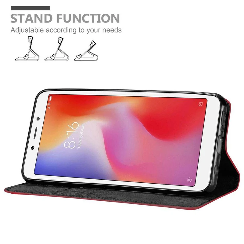 Cadorabo Hülle kompatibel mit Xiaomi RedMi 6 Schutzhülle mit Magnetverschluss, Standfunktion und Kartenfach