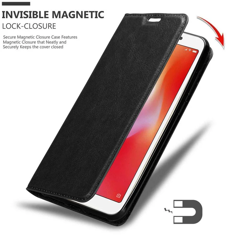 Cadorabo Hülle kompatibel mit Xiaomi RedMi 6 Schutzhülle mit Magnetverschluss, Standfunktion und Kartenfach