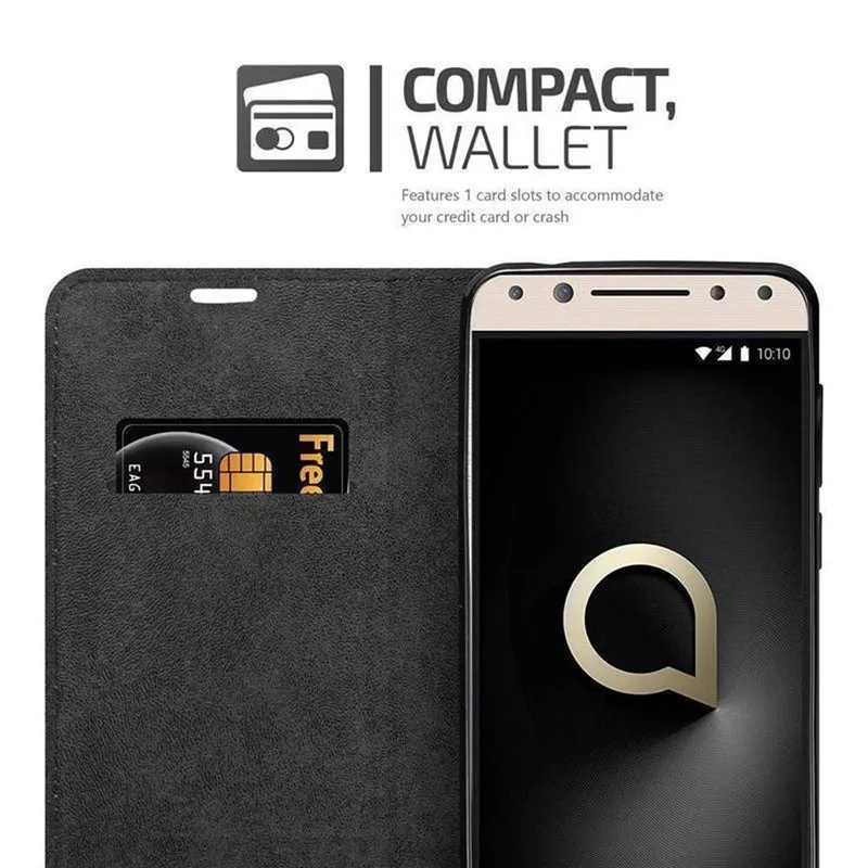 Cadorabo Hülle kompatibel mit Alcatel 5 Schutzhülle mit Magnetverschluss, Standfunktion und Kartenfach