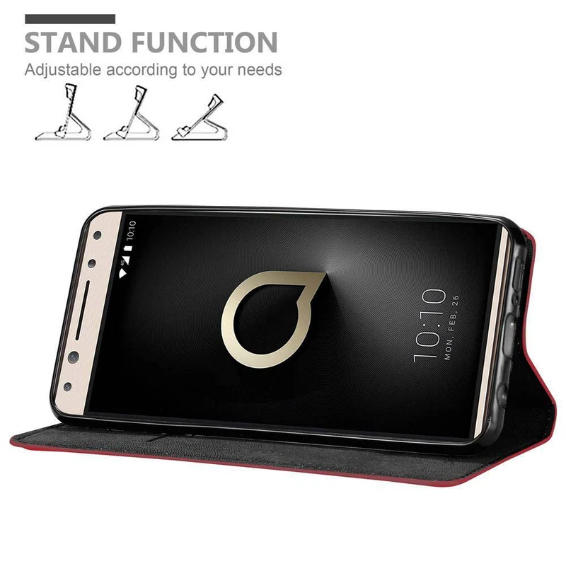 Cadorabo Hülle kompatibel mit Alcatel 5 Schutzhülle mit Magnetverschluss, Standfunktion und Kartenfach