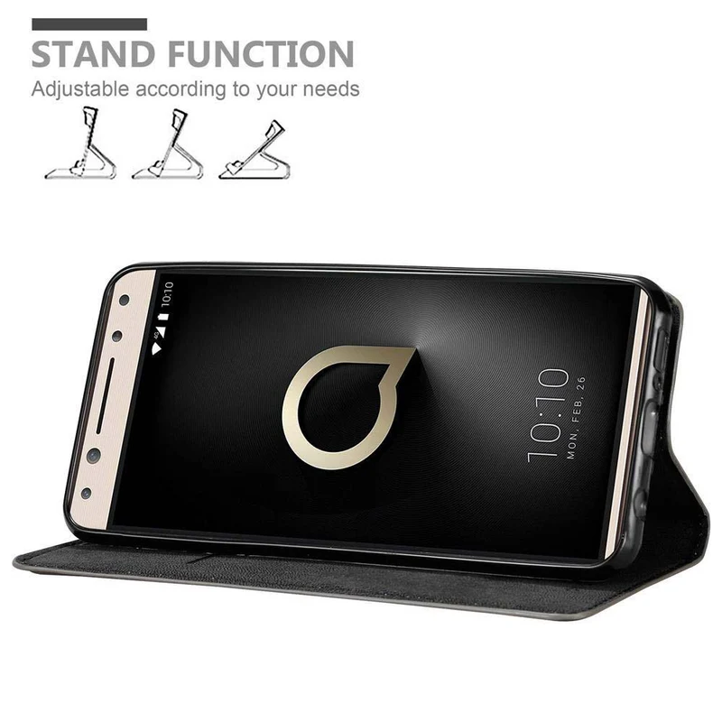 Cadorabo Hülle kompatibel mit Alcatel 5 Schutzhülle mit Magnetverschluss, Standfunktion und Kartenfach