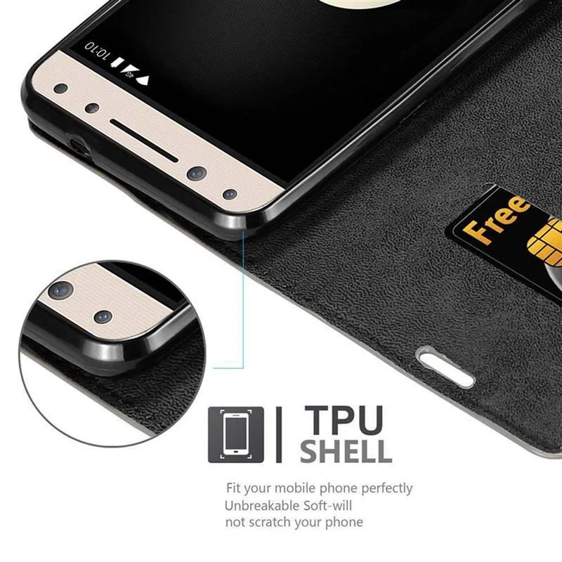 Cadorabo Hülle kompatibel mit Alcatel 5 Schutzhülle mit Magnetverschluss, Standfunktion und Kartenfach