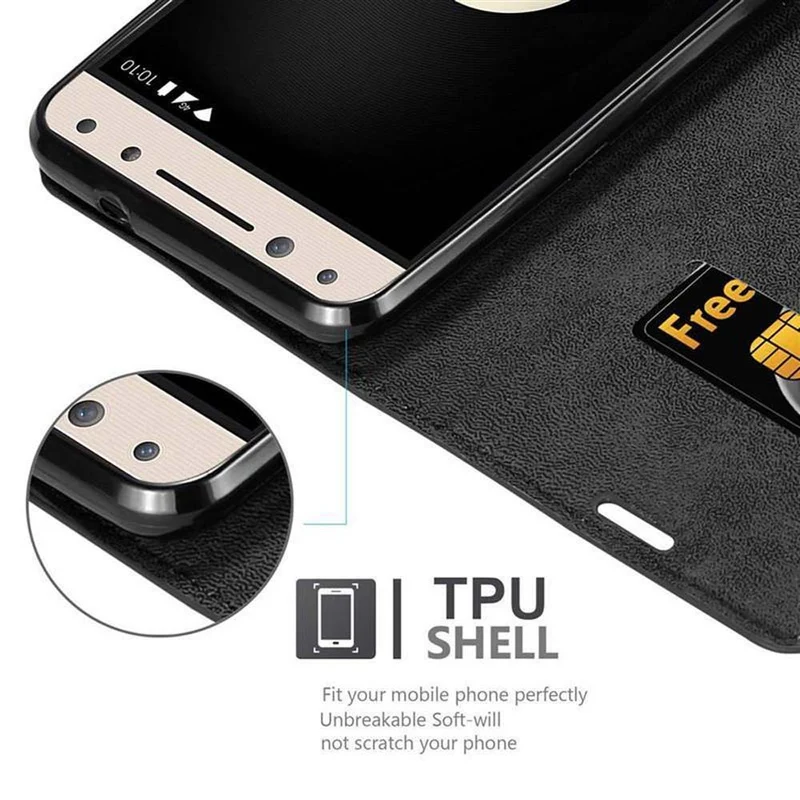Cadorabo Hülle kompatibel mit Alcatel 5 Schutzhülle mit Magnetverschluss, Standfunktion und Kartenfach