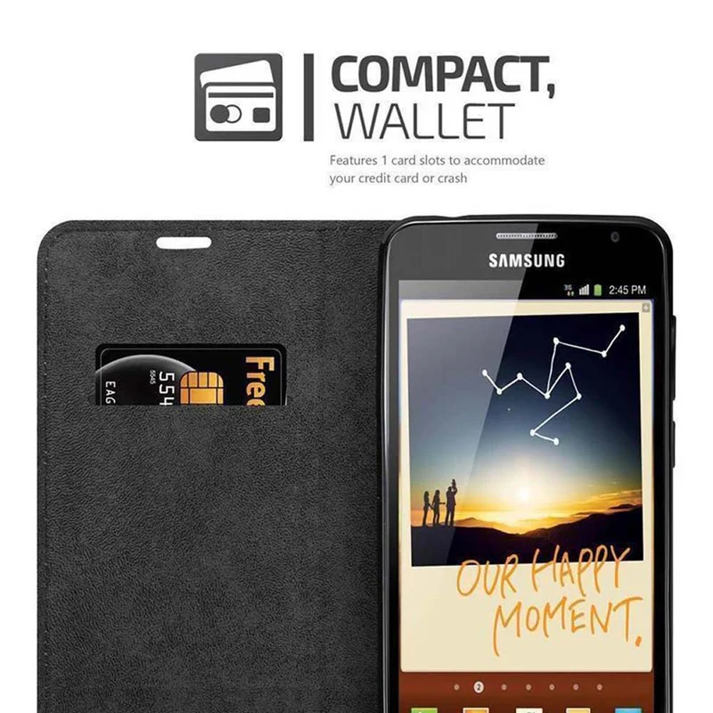 Cadorabo Hülle kompatibel mit Samsung Galaxy NOTE 1 Schutzhülle mit Magnetverschluss, Standfunktion und Kartenfach