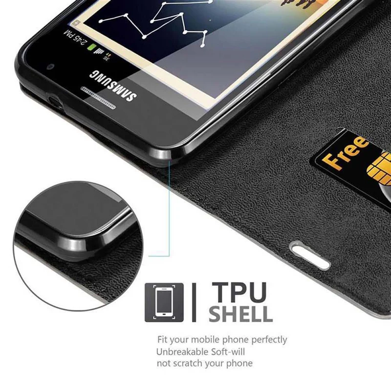 Cadorabo Hülle kompatibel mit Samsung Galaxy NOTE 1 Schutzhülle mit Magnetverschluss, Standfunktion und Kartenfach