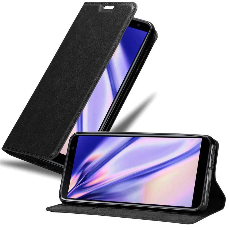 Cadorabo Hülle kompatibel mit Samsung Galaxy J6 PLUS Schutzhülle mit Magnetverschluss, Standfunktion und Kartenfach