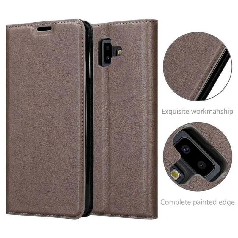 Cadorabo Hülle kompatibel mit Samsung Galaxy J6 PLUS Schutzhülle mit Magnetverschluss, Standfunktion und Kartenfach