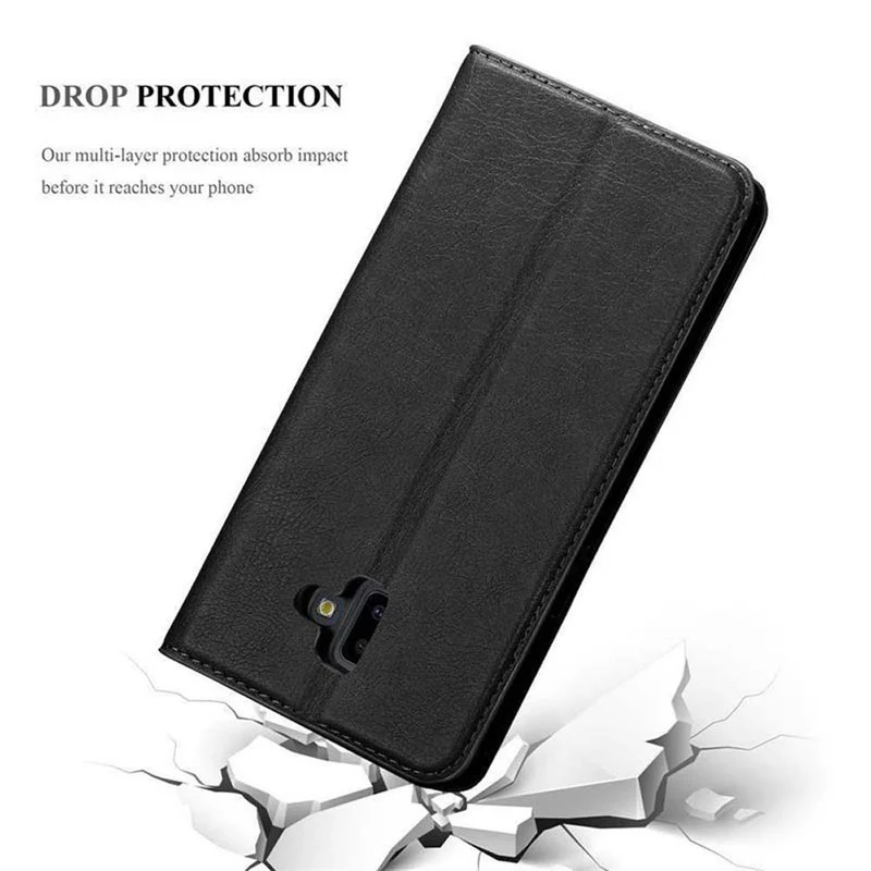 Cadorabo Hülle kompatibel mit Samsung Galaxy J6 PLUS Schutzhülle mit Magnetverschluss, Standfunktion und Kartenfach