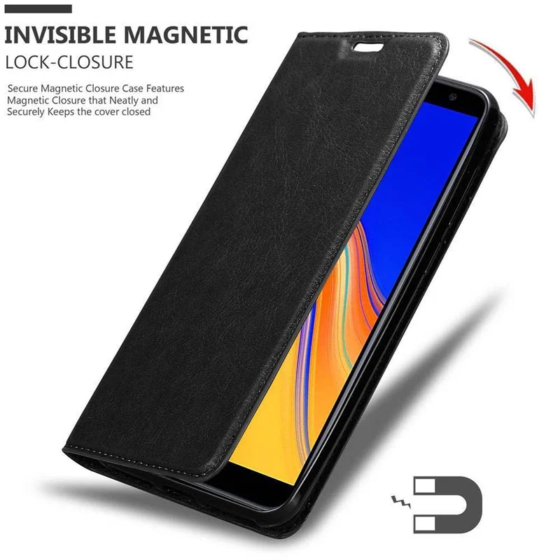 Cadorabo Hülle kompatibel mit Samsung Galaxy J6 PLUS Schutzhülle mit Magnetverschluss, Standfunktion und Kartenfach
