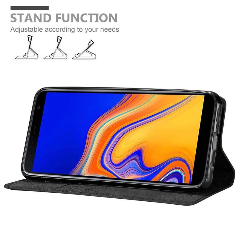 Cadorabo Hülle kompatibel mit Samsung Galaxy J6 PLUS Schutzhülle mit Magnetverschluss, Standfunktion und Kartenfach