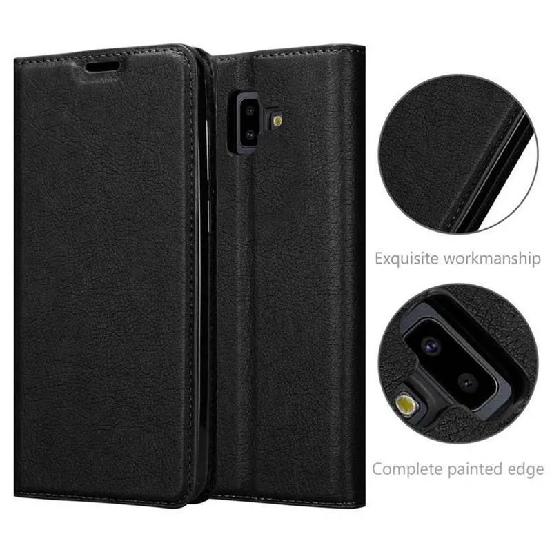 Cadorabo Hülle kompatibel mit Samsung Galaxy J6 PLUS Schutzhülle mit Magnetverschluss, Standfunktion und Kartenfach