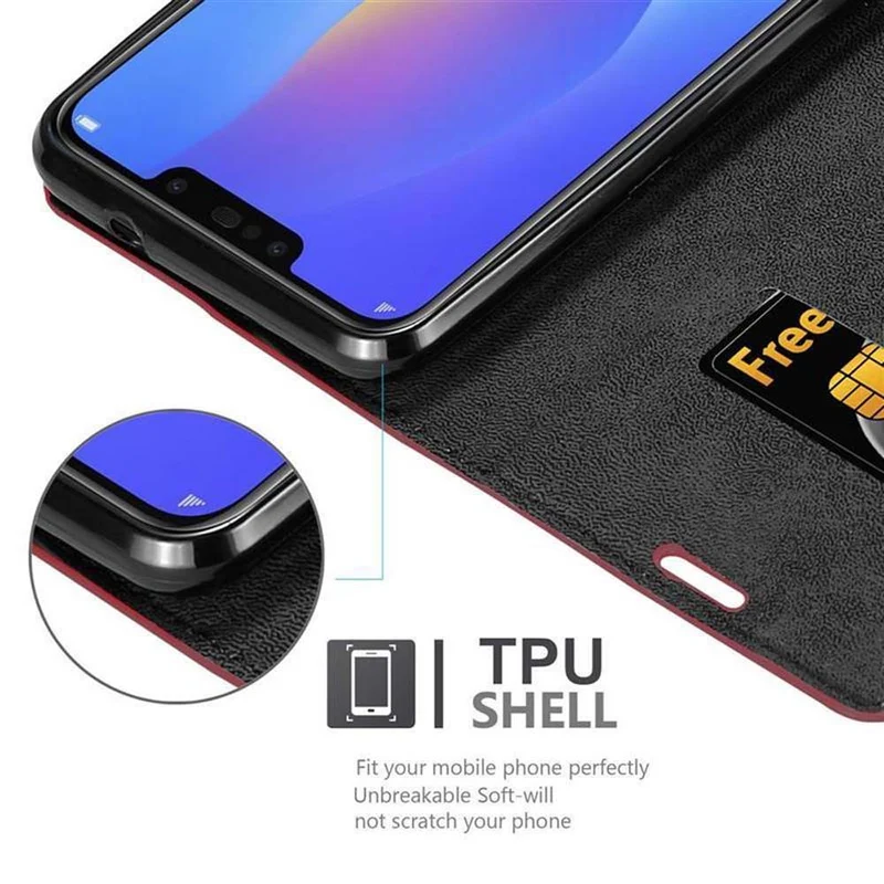 Cadorabo Hülle kompatibel mit Samsung Galaxy J4 PLUS / J4 PRIME / J4 CORE Schutzhülle mit Magnetverschluss, Standfunktion und Kartenfach