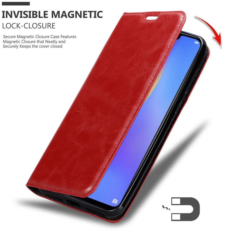 Cadorabo Hülle kompatibel mit Samsung Galaxy J4 PLUS / J4 PRIME / J4 CORE Schutzhülle mit Magnetverschluss, Standfunktion und Kartenfach