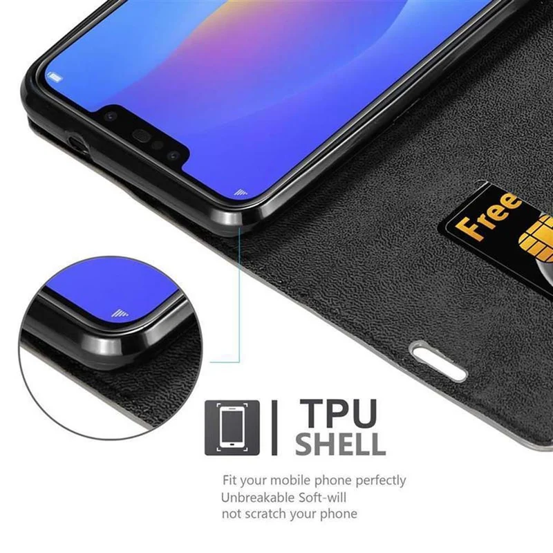 Cadorabo Hülle kompatibel mit Samsung Galaxy J4 PLUS / J4 PRIME / J4 CORE Schutzhülle mit Magnetverschluss, Standfunktion und Kartenfach
