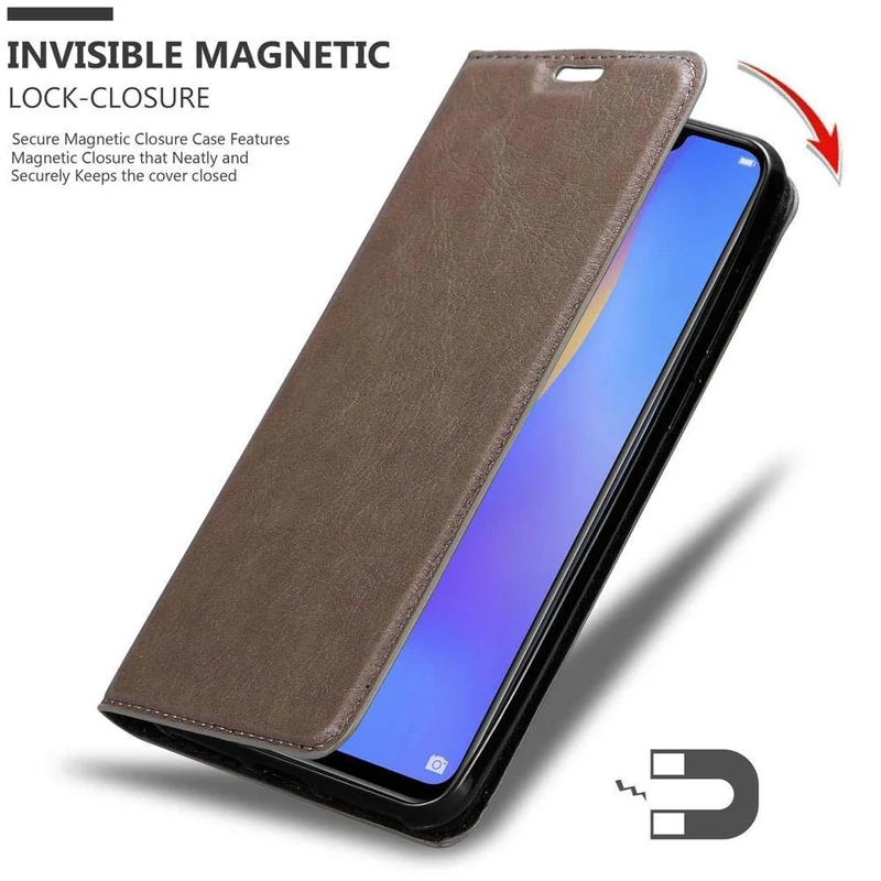 Cadorabo Hülle kompatibel mit Samsung Galaxy J4 PLUS / J4 PRIME / J4 CORE Schutzhülle mit Magnetverschluss, Standfunktion und Kartenfach