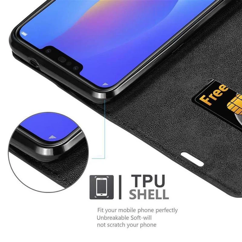 Cadorabo Hülle kompatibel mit Samsung Galaxy J4 PLUS / J4 PRIME / J4 CORE Schutzhülle mit Magnetverschluss, Standfunktion und Kartenfach