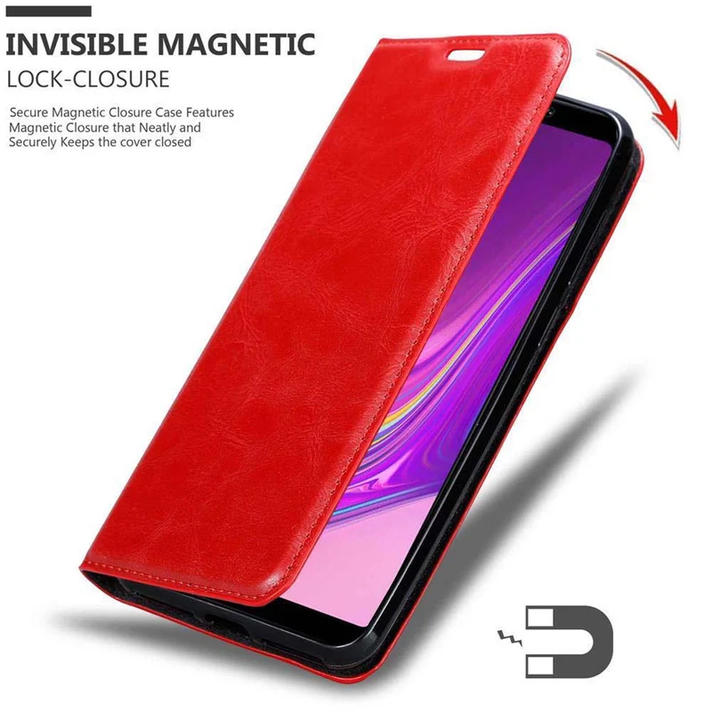 Cadorabo Hülle kompatibel mit Samsung Galaxy A9 2018 Schutzhülle mit Magnetverschluss, Standfunktion und Kartenfach