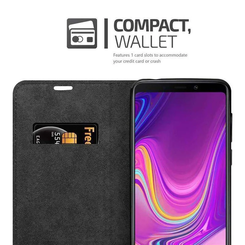 Cadorabo Hülle kompatibel mit Samsung Galaxy A9 2018 Schutzhülle mit Magnetverschluss, Standfunktion und Kartenfach