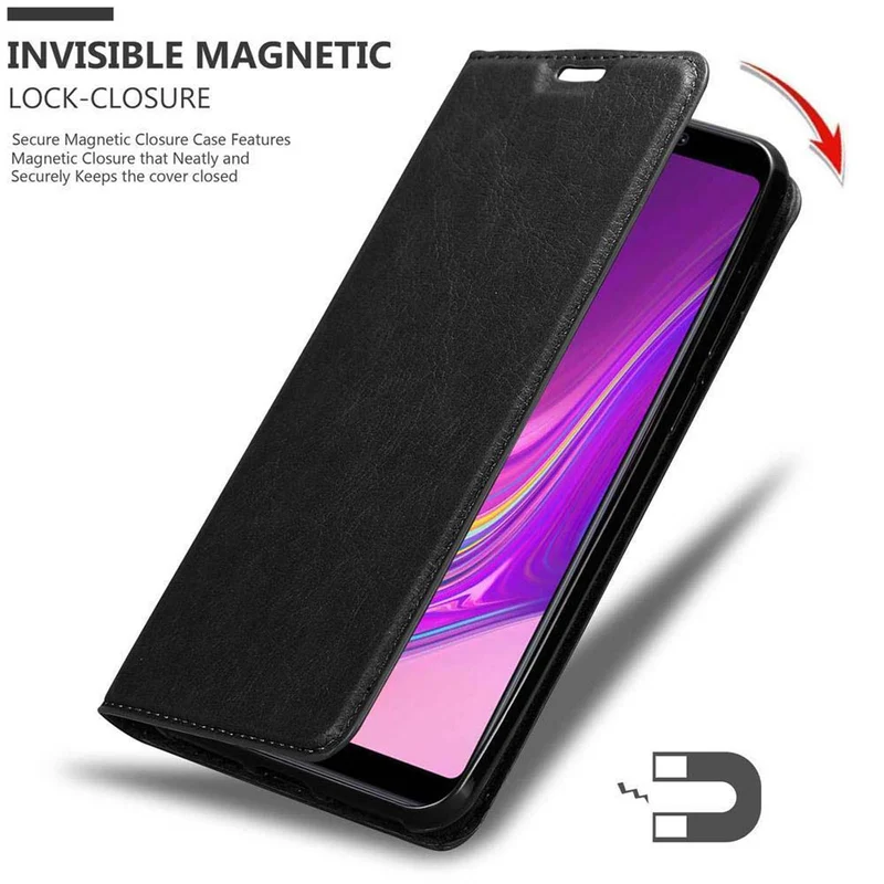 Cadorabo Hülle kompatibel mit Samsung Galaxy A9 2018 Schutzhülle mit Magnetverschluss, Standfunktion und Kartenfach