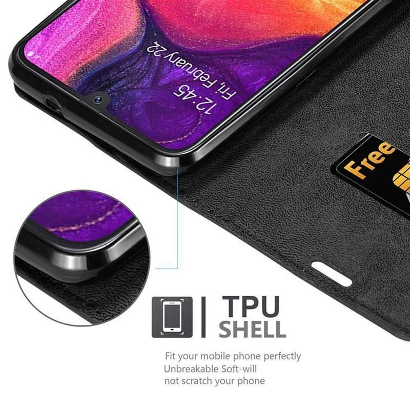 Cadorabo Hülle kompatibel mit Samsung Galaxy A50 4G / A50s / A30s Schutzhülle mit Magnetverschluss, Standfunktion und Kartenfach