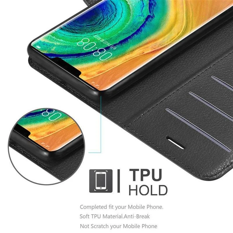 Cadorabo Hülle kompatibel mit Huawei MATE 30 PRO Schutzhülle mit Magnetverschluss, Standfunktion und Kartenfach