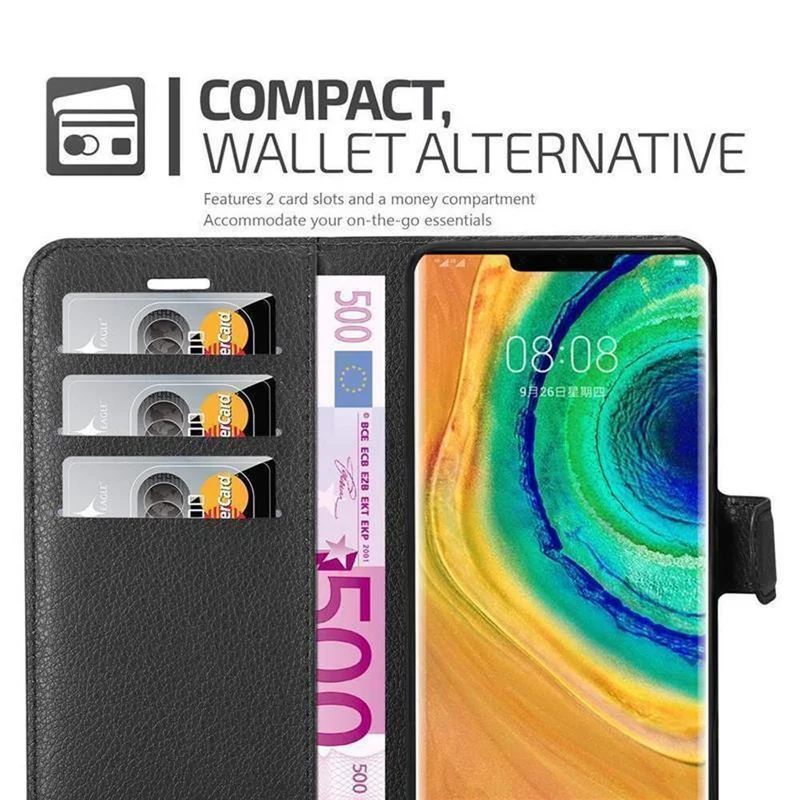 Cadorabo Hülle kompatibel mit Huawei MATE 30 PRO Schutzhülle mit Magnetverschluss, Standfunktion und Kartenfach