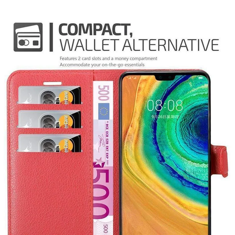 Cadorabo Hülle kompatibel mit Huawei MATE 30 Schutzhülle mit Magnetverschluss, Standfunktion und Kartenfach