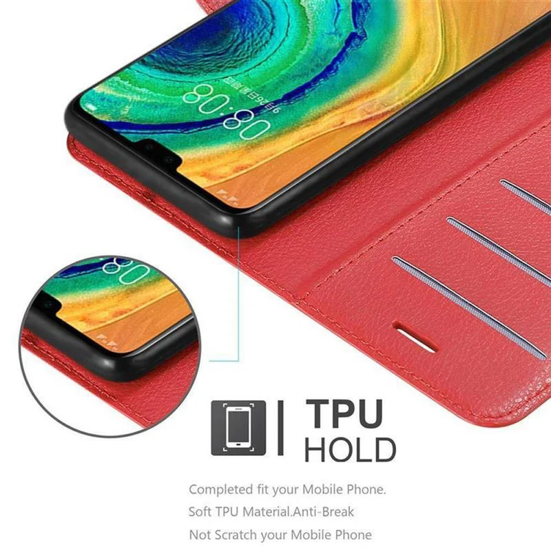 Cadorabo Hülle kompatibel mit Huawei MATE 30 Schutzhülle mit Magnetverschluss, Standfunktion und Kartenfach