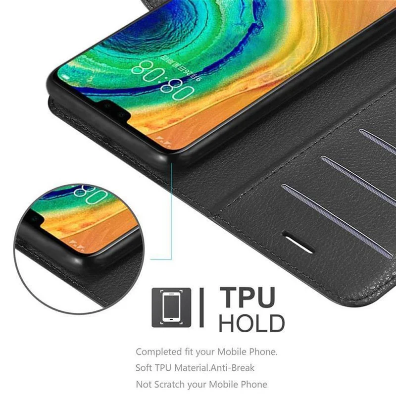Cadorabo Hülle kompatibel mit Huawei MATE 30 Schutzhülle mit Magnetverschluss, Standfunktion und Kartenfach