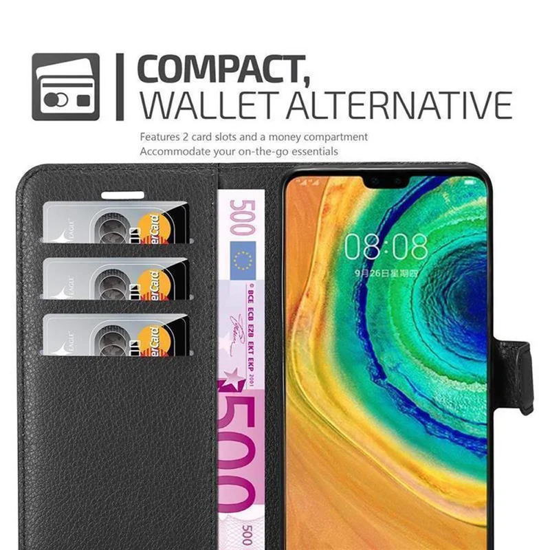 Cadorabo Hülle kompatibel mit Huawei MATE 30 Schutzhülle mit Magnetverschluss, Standfunktion und Kartenfach