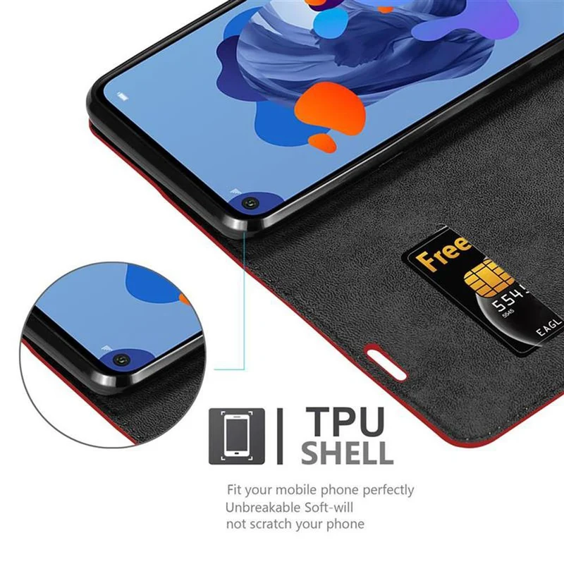 Cadorabo Hülle kompatibel mit Huawei MATE 30 LITE Schutzhülle mit Magnetverschluss, Standfunktion und Kartenfach
