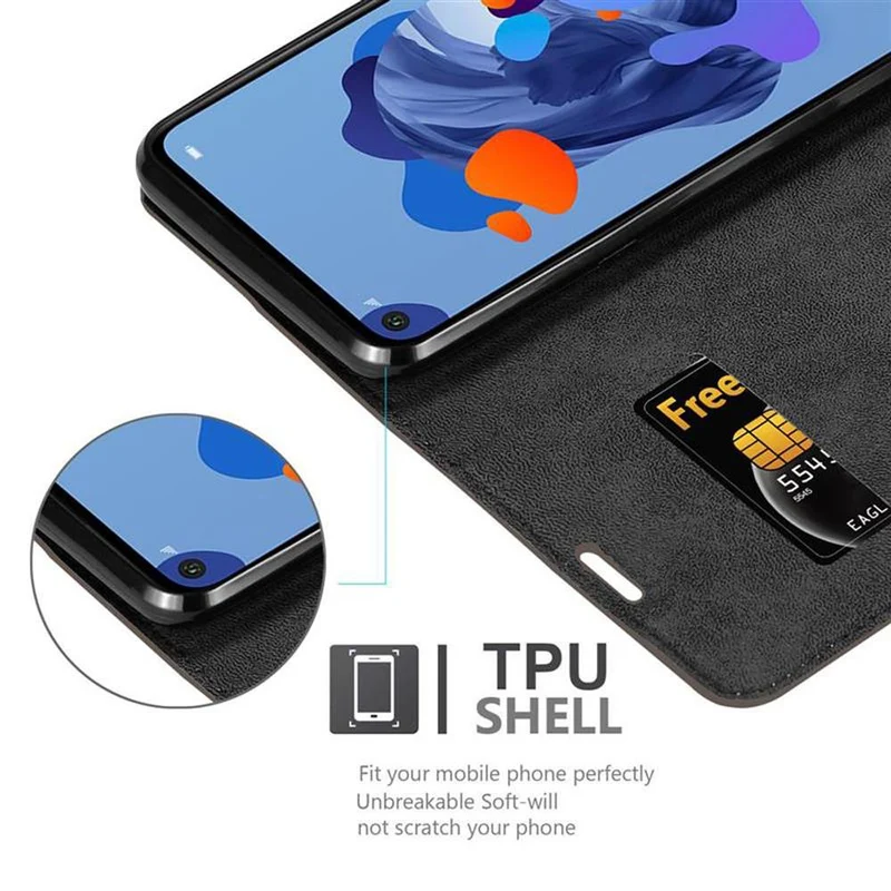 Cadorabo Hülle kompatibel mit Huawei MATE 30 LITE Schutzhülle mit Magnetverschluss, Standfunktion und Kartenfach