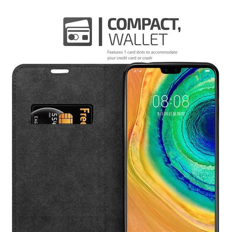 Cadorabo Hülle kompatibel mit Huawei MATE 30 Schutzhülle mit Magnetverschluss, Standfunktion und Kartenfach