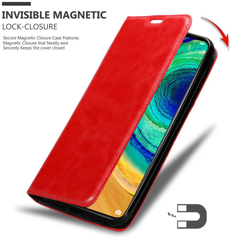 Cadorabo Hülle kompatibel mit Huawei MATE 30 Schutzhülle mit Magnetverschluss, Standfunktion und Kartenfach