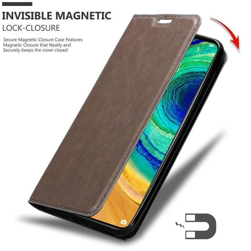 Cadorabo Hülle kompatibel mit Huawei MATE 30 Schutzhülle mit Magnetverschluss, Standfunktion und Kartenfach
